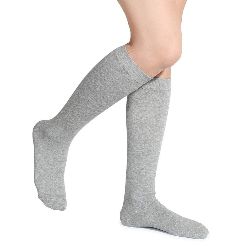 Leotruny 3 Pairs Women's Knee High Socks Cotton Opaque socks(C03-3 Pairs Gray) - Image 3